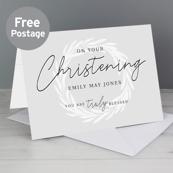Personalised Christening card with ‘Truly Blessed’ front text and name